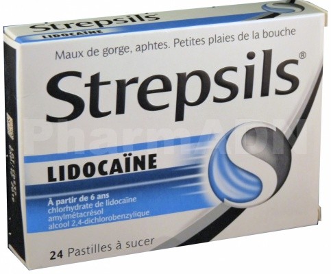 Strepsils lidocaine pastilles pour le mal de gorge et les aphtes