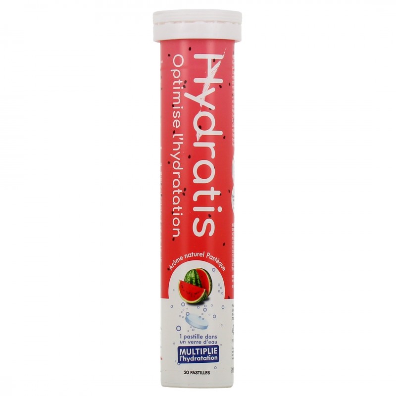 HYDRATIS saveur pastèque 20 pastilles effervescente pour une hydratation optimale