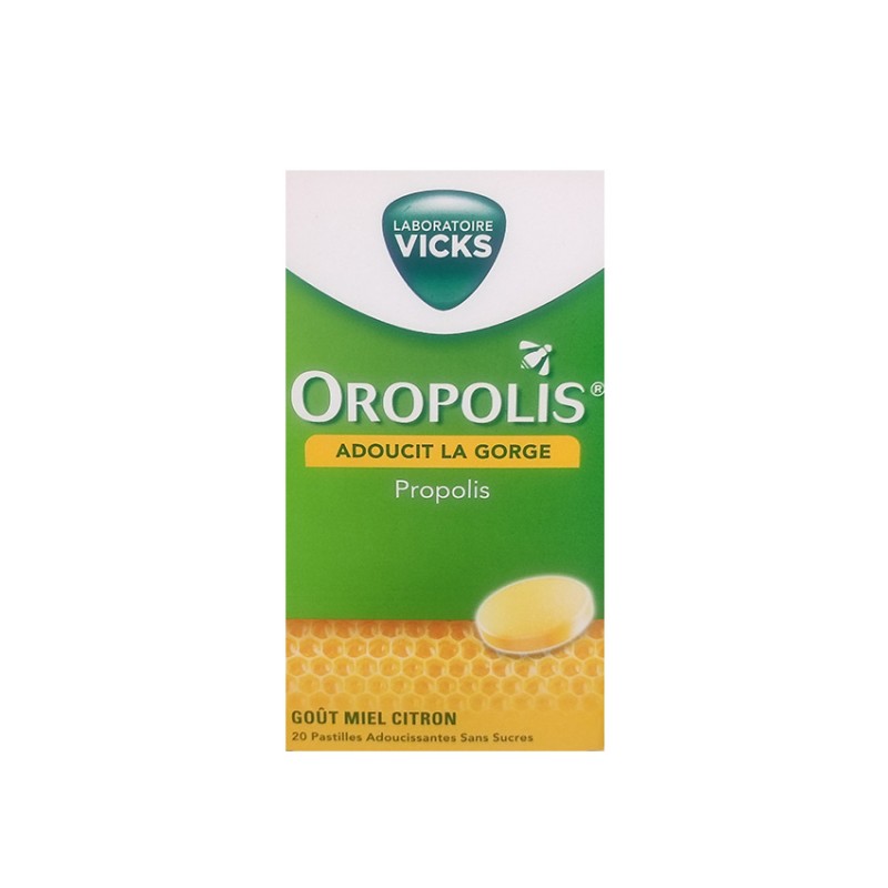 Oropolis miel citron 20 pastilles adoucissantes sans sucres contre le mal de gorge