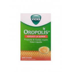 oropolis propolis et gelée royale coeur liquide gout citron 16 pastilles contre les maux de gorge