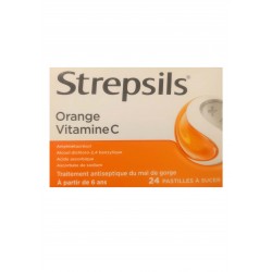 Strepsils orange vitamine C 24 pastilles contre le mal de gorge