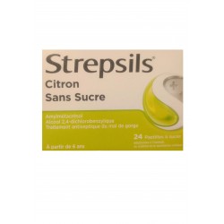 STREPSILS citron sans sucre 24 pastilles en cas de maux de gorge