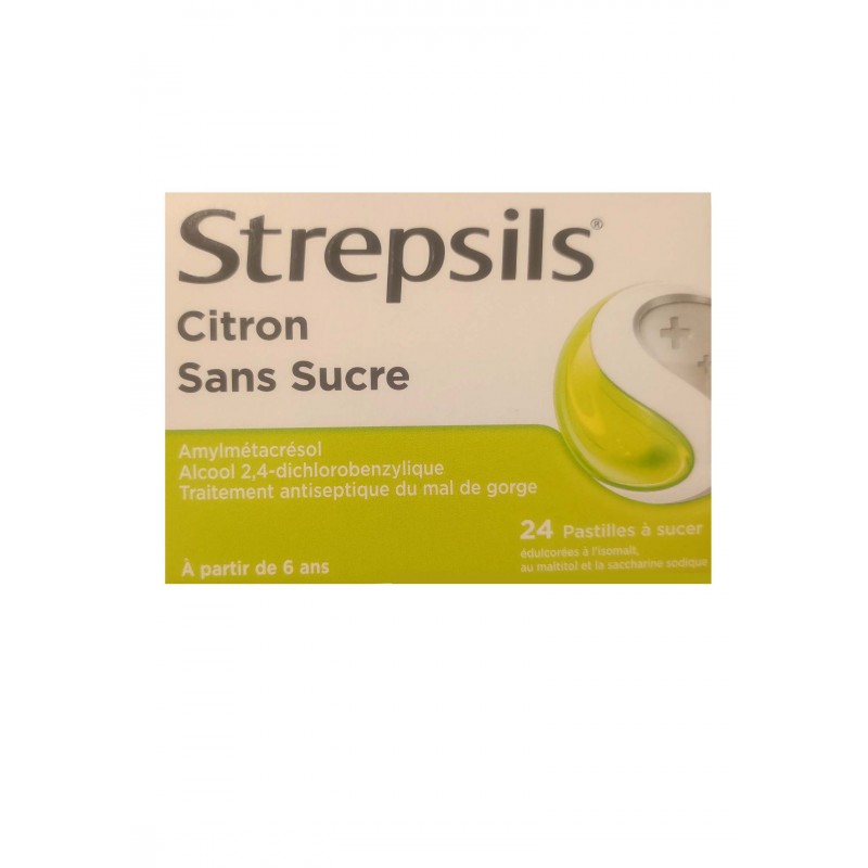 STREPSILS citron sans sucre 24 pastilles en cas de maux de gorge