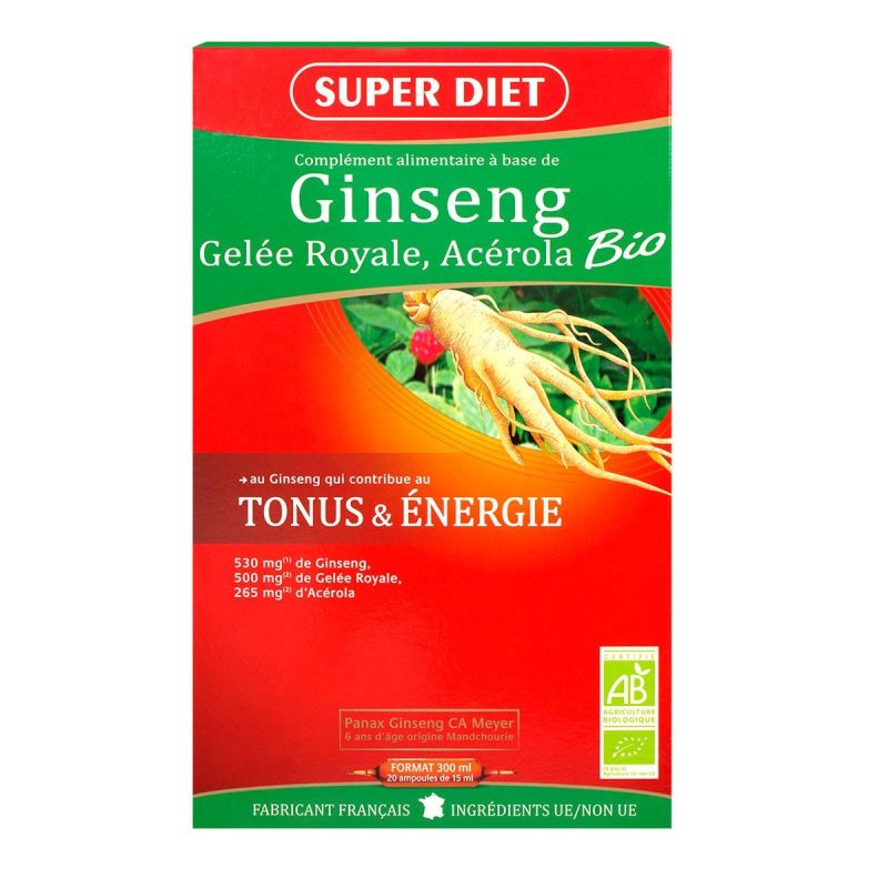 SUPER DIET GINSENG GELéE ROYALE BIO 20 AMPOULES