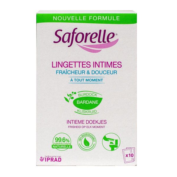 Saforelle Lingettes intimes sachets individuels boite de 10