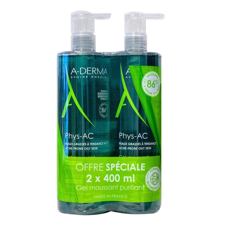 A-DERMA PHYS-AC GEL MOUSSANT PURIFIANT 2X400ML