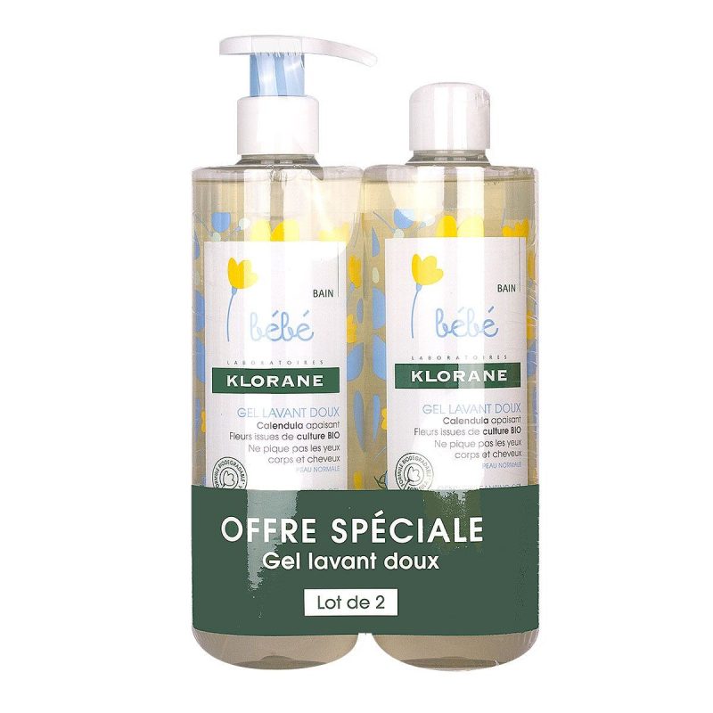 KLORANE BEBE GEL LAVANT DOUX CORPS ET CHEVEUX 2 X 500 ML