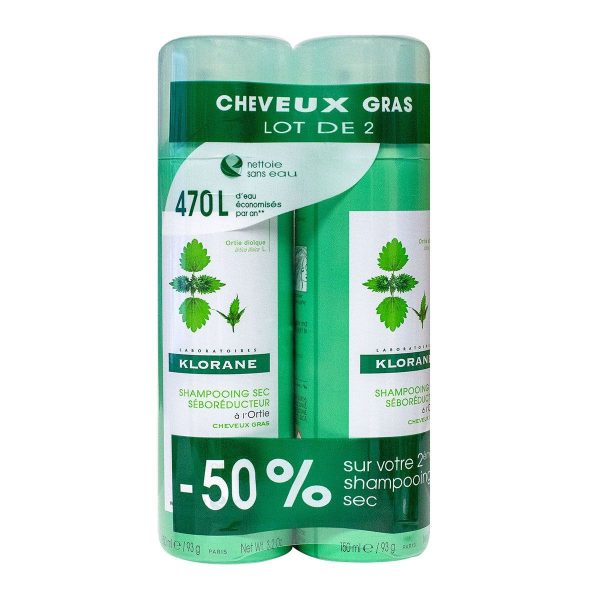 KLORANE SHAMPOOING SEC A L'ORTIE 2X150 ML