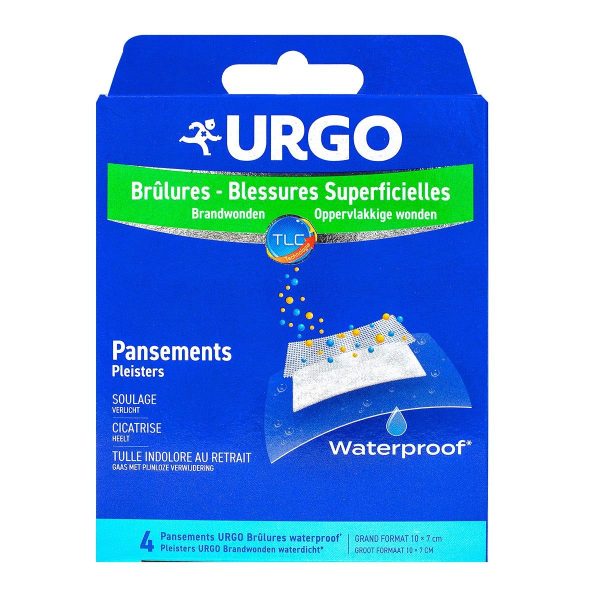 URGO 4 PANSEMENTS 10X7CM WATERPROOF