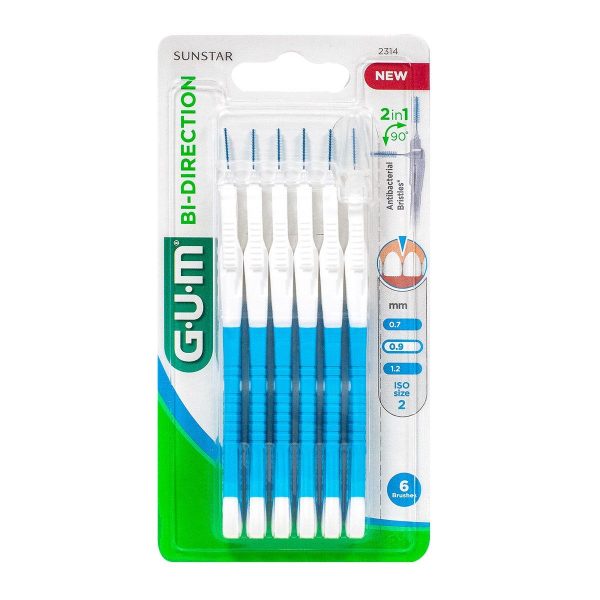 Gum Bi-Direction brossette interdentaire bleu 2314 bt 6