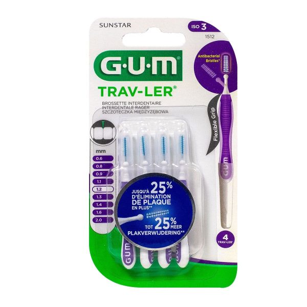 Gum Trav-Ler brossette interdentaire cylindrique violet 1512 bt 4