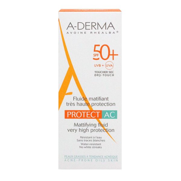 A Derma Protect AC fluide solaire matifiant résistant à l'eau SPF50+ 40 ml