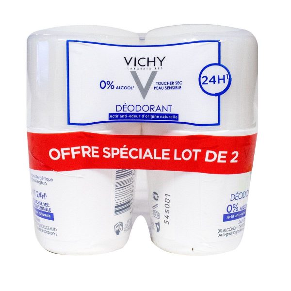 Vichy déodorant bille 24 h sans sels d'aluminium 2 x 50 ml