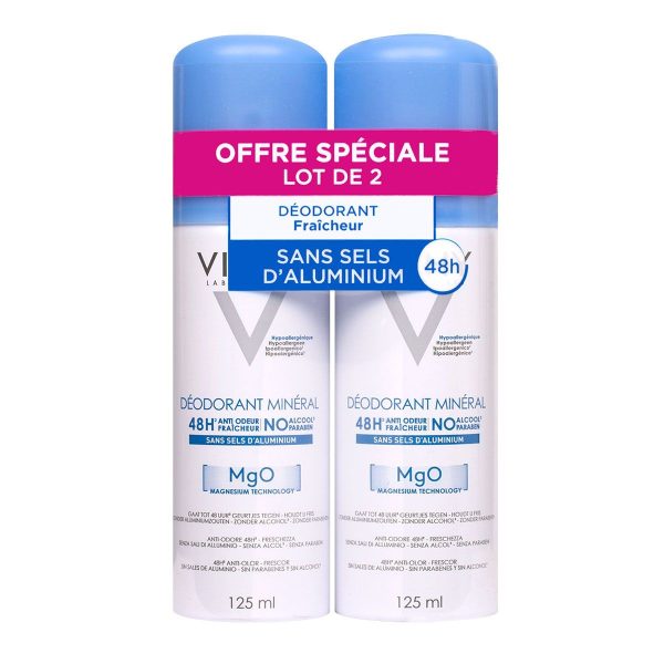 Vichy Déodorant Minéral 48h sans sels d'aluminium 2 x 125 ml