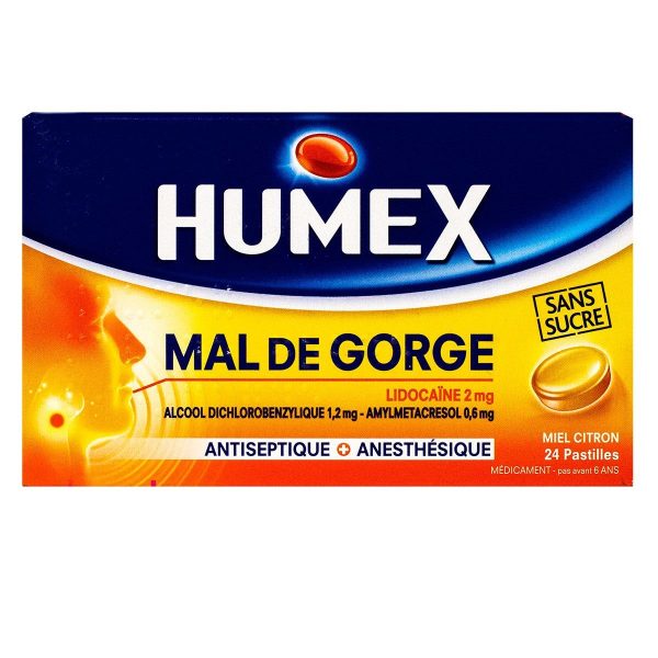 HUMEX MAL DE GORGE MIEL CITRON SANS SUCRE PASTILLES