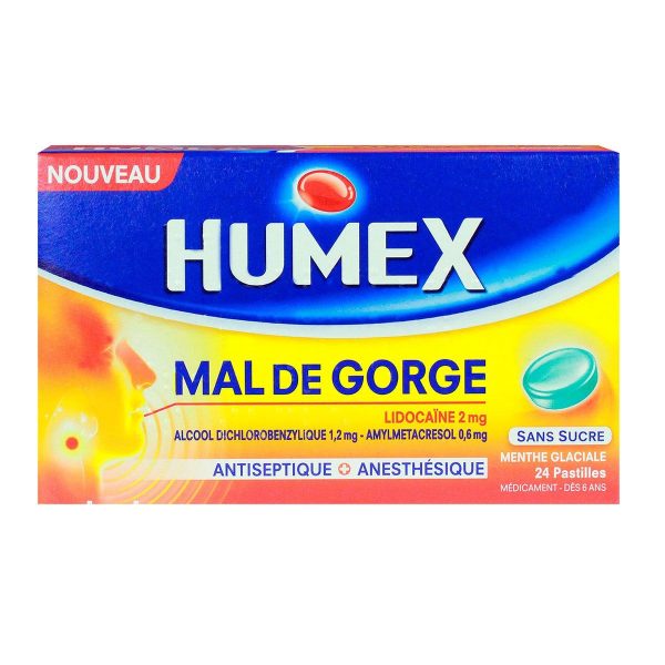 HUMEX MAL DE GORGE MENTHE GLACIALE SANS SUCRE PASTILLES