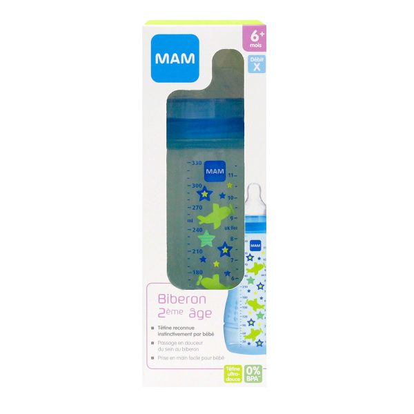 MAM EASY ACTIVE BIBERON 2E AGE 330 ML BLEU