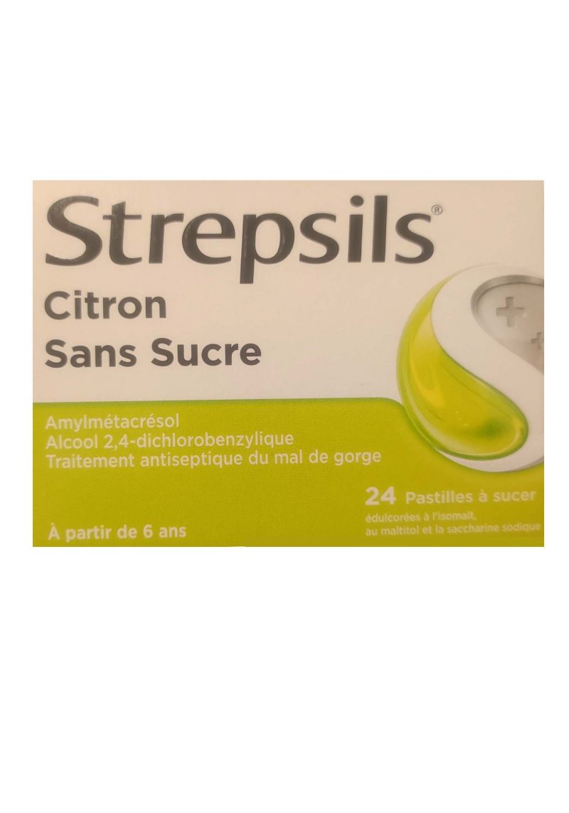 STREPSILS citron sans sucre 24 pastilles en cas de maux de gorge