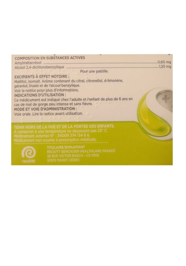 STREPSILS CITRON 24 PASTILLE SANS SUCRE