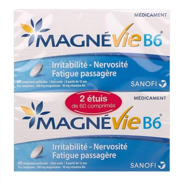 MAGNEVIE B6 100MG/10MG LOT 2 BOITES DE 60 COMPRIMES