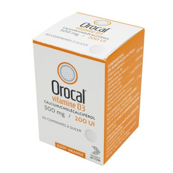 OROCAL VITAMINE D3 500MG/200UI 60 COMPRIMES A SUCER