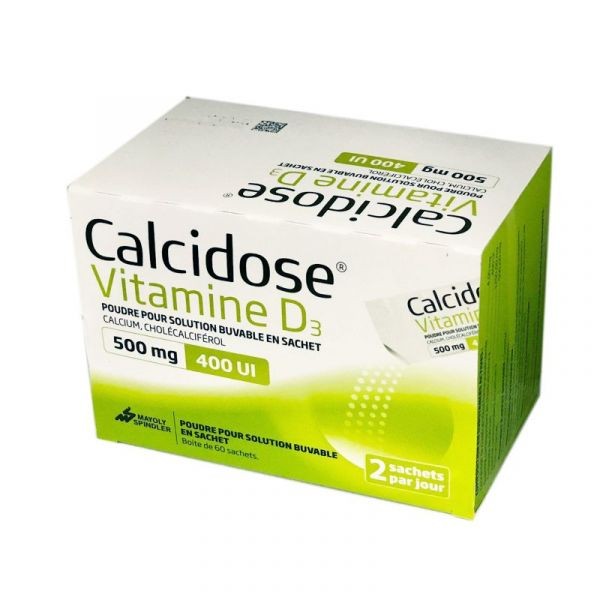 CALCIDOSE VITAMINE D 500MG/400UI 60 SACHETS