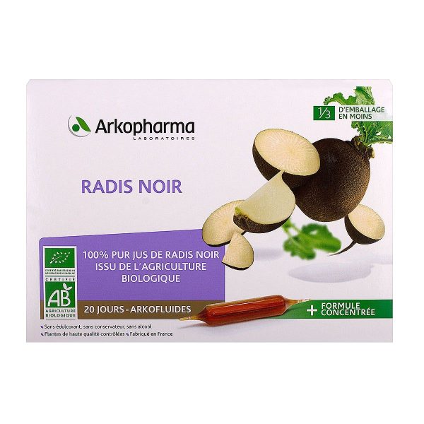 ARKOFLUIDES RADIS NOIR BOITE DE 20 AMPOULES