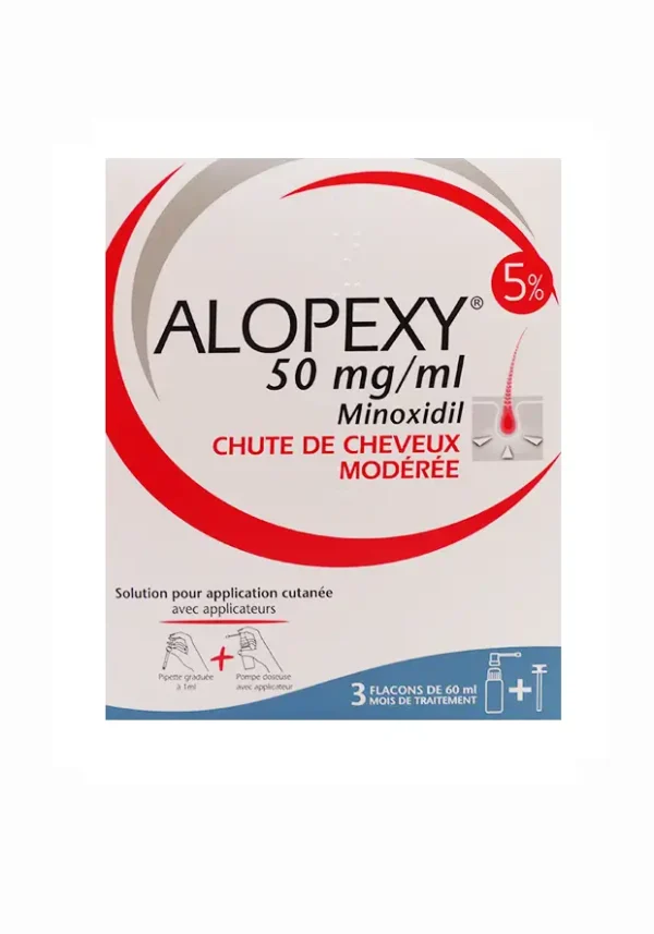 alopexy 5% minoxidil chute de cheveux modérée 3 flacons de 60 mL