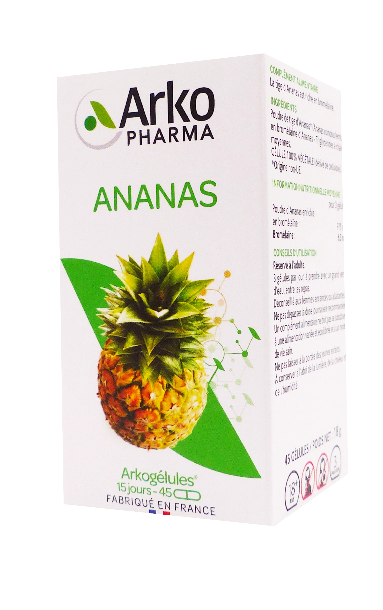 ARKOGELULES ANANAS 45 GELULES ARKOPHARMA 1 ananas 45 gélules