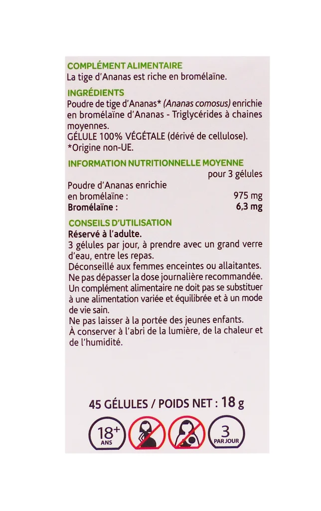 ARKOGELULES ANANAS 45 GELULES ARKOPHARMA 3 ananas dos