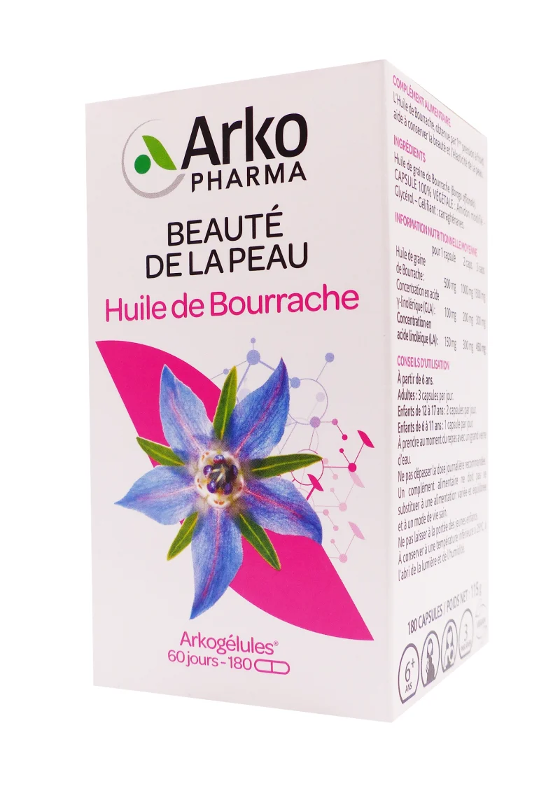 arkopharma beauté de la peau huile de bourrache 180 gélules arkogélules