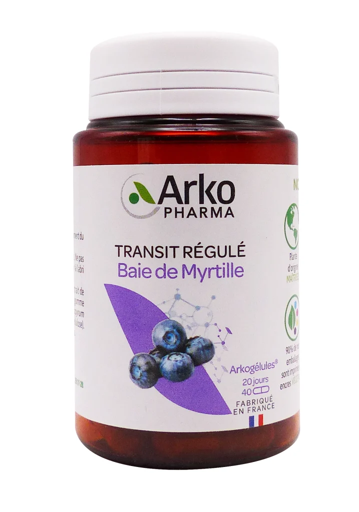 ARKOGELULES BAIE DE MYRTILLE BIO 40 GELULES 2 arkopharma transit regule baie de myrtille 40 gelules