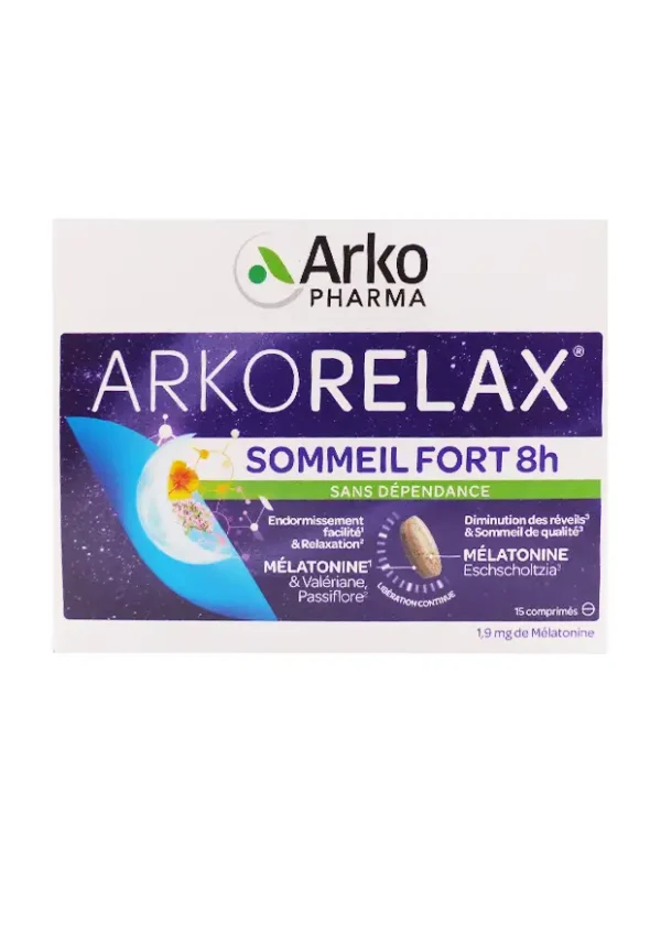 arkorelax sommeil fort 15 comprimés 1,9g de mélatonine