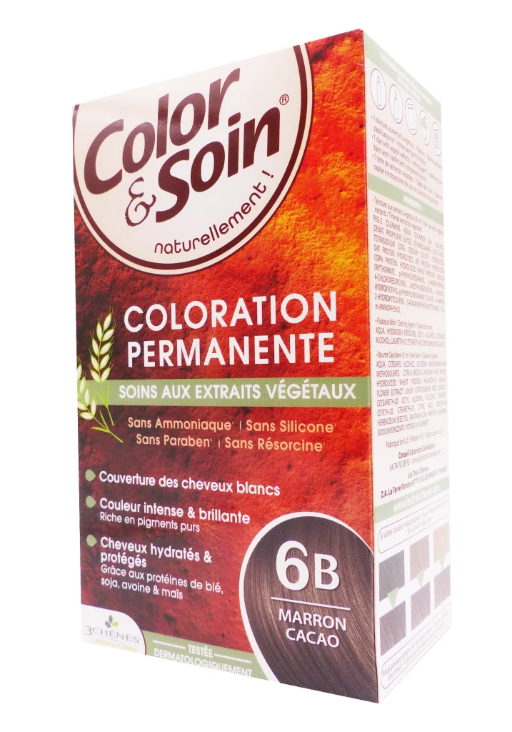 LES 3 CHÊNE COLOR & SOIN COLORATION PERMANENTE 6B MARRON CACAO 2 color soin 6B