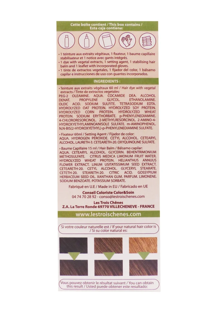 LES 3 CHÊNES COLOR ET SOIN COLORATION PERMANENTE 6N BLOND FONCE 3 cote color soin