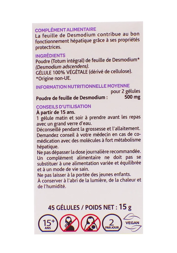 ARKOGELULES DESMODIUM 45 CAPSULES 4 desmodium dos