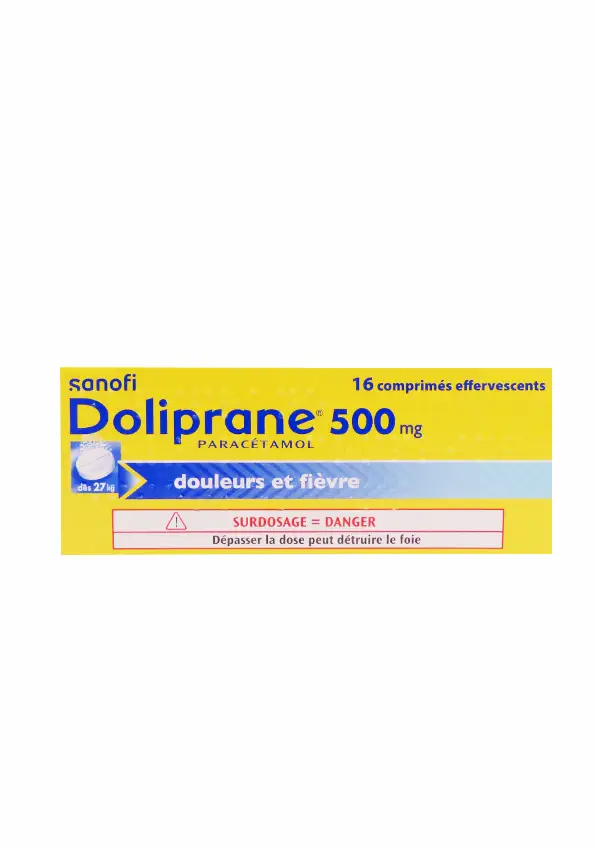 doliprane 500 mg 16 comprimés effervescents sanofi