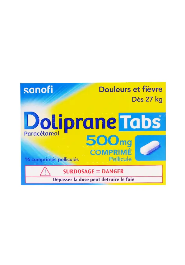 Dolipranetabs paracétamol 500 mg 16 comprimés pelliculés