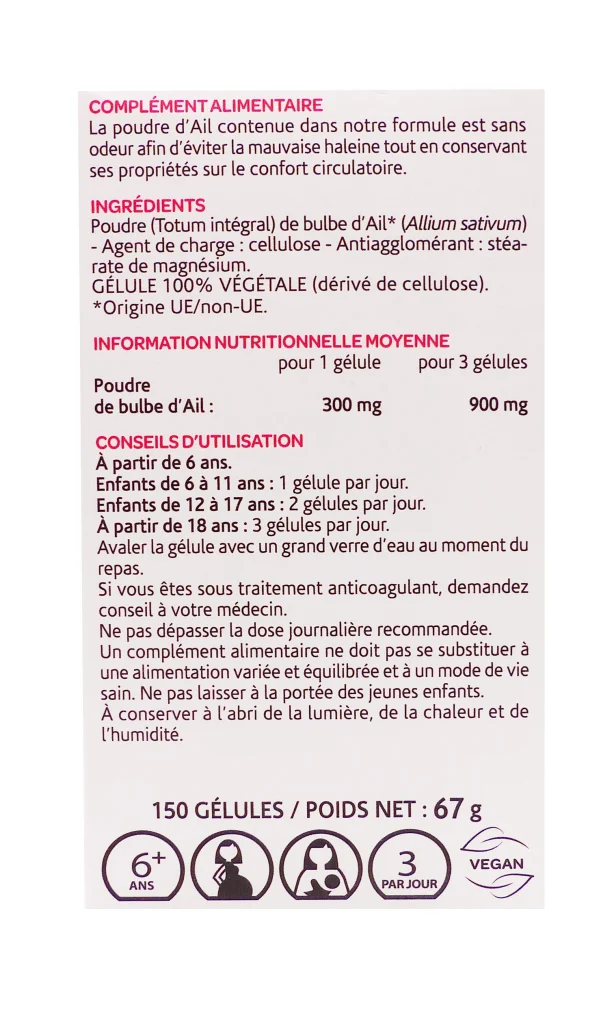 ARKOGELULES D'AIL CONFORT ARTICULAIRE 150 GELULES 4 dos ail