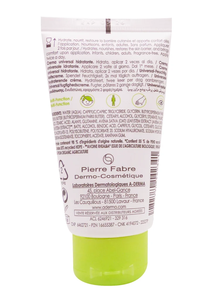 A-DERMA CREME HYDRATANTE UNIVERSELLE 50ML 3 dos creme universelle aderma