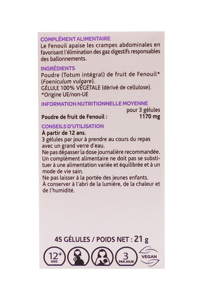 ARKOGELULES FENOUIL 45 GELULES ARKOPHARMA 4 dos fenouil arkogelules