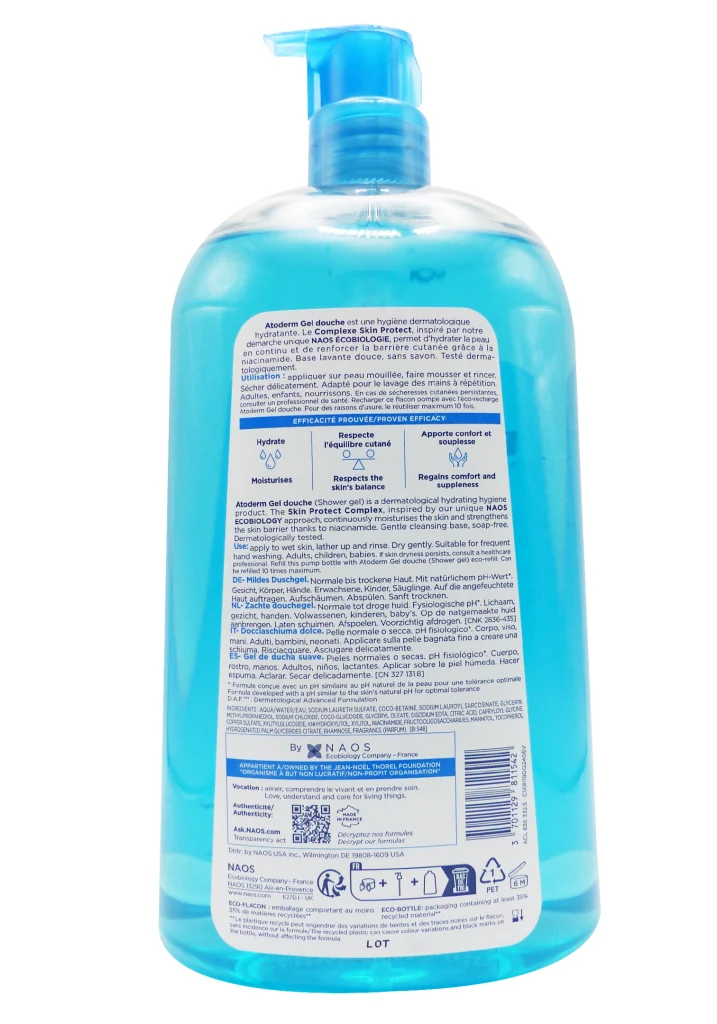 BIODERMA ATODERM GEL DOUCHE 1L 3 dos gel flacon pompe