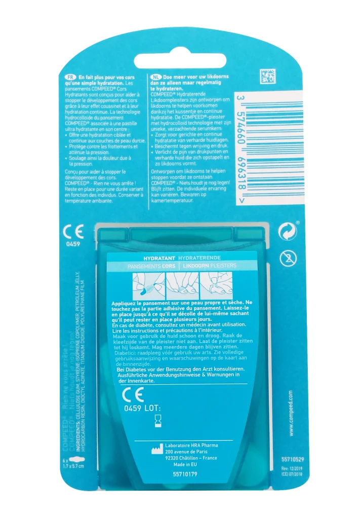 COMPEED 6 PANSEMENTS CORS MOYEN FORMAT 3 dos pansements commpeed