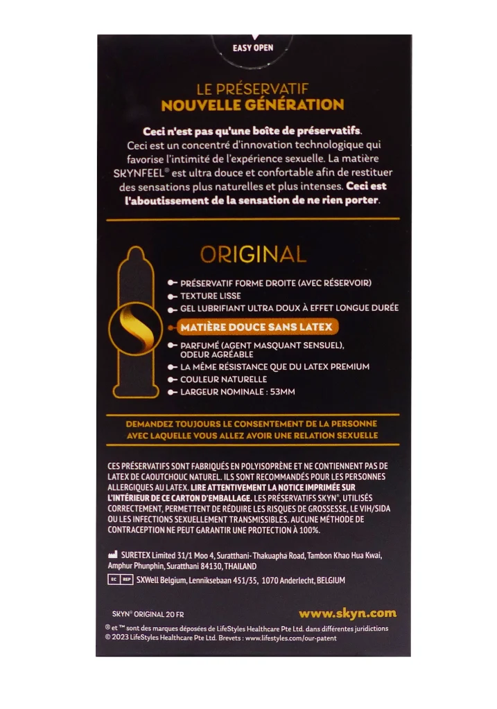 MANIX SKYN ORIGINAL PRESERVATIFS SANS LATEX 20 UNITES 3 dos preservatifs original skyn