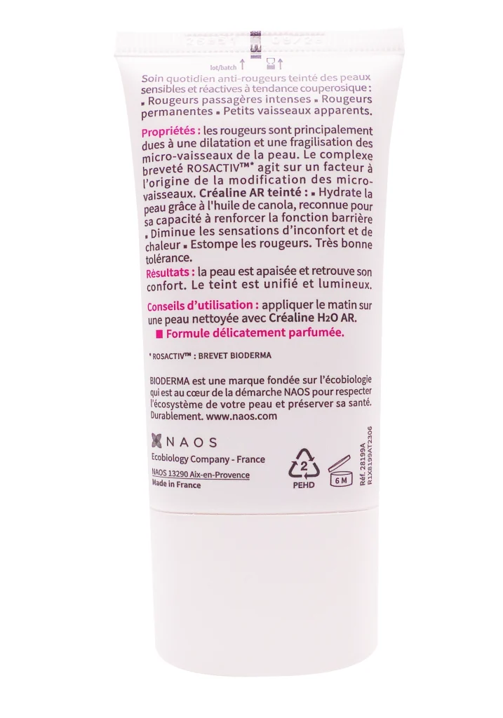 BIODERMA CREALINE AR SOIN ANTI-ROUGEURS TEINTE DOREE 40ML 4 dos tube ar bioderma
