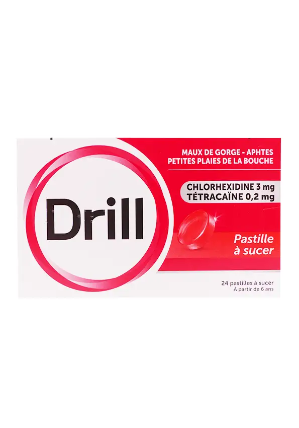 drill maux de gorge aphtes 24 pastilles a sucer