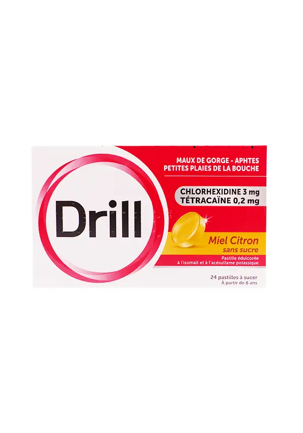 Drill miel citron sans sucre 24 pastilles à sucer