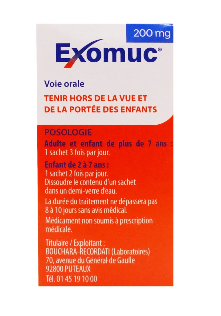 Exomuc 200 mg : Fluidifiant pour Toux Grasse (24 Sachets) 3 exomuc cote