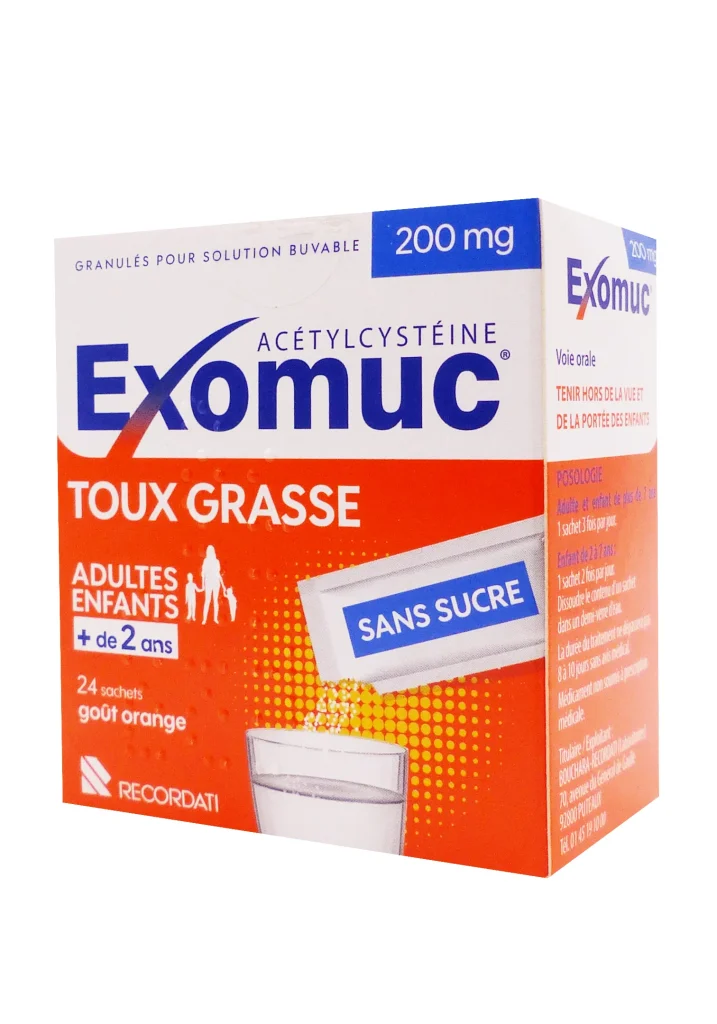 Exomuc 200 mg : Fluidifiant pour Toux Grasse (24 Sachets) 2 exomuc toux grasse
