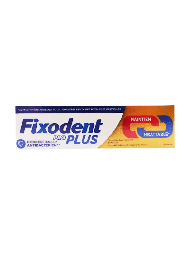 fixodent pro plus antibacterien doré